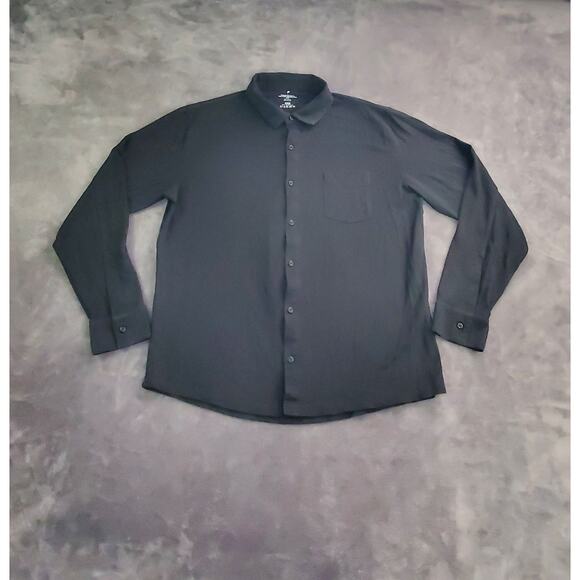 Fabletics Long Sleeve Size L Black Polo Button Up Shirt Mens Casual C24-18 - Picture 1 of 7